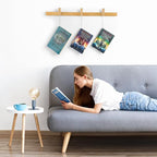 Floating Wall Bookshelf - Wall Mounted Book Organizer with Included Bookmarks - Hardwood Hanging Bookshelf for Bedroom, Living Room, or Kitchen - A Thoughtful Gift for Book Lovers (Natural)