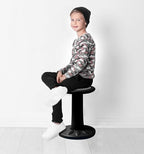 Studico ActiveChairs Kids Wobble Chair, Flexible Elementary Classroom Seating, Improves Focus, Posture and Helps ADHD/ADD, Sensory Chair, Active Fidget Chairs, Pre-Teen 17.75" Stool, Ages 7-12, Black
