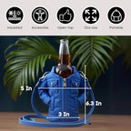 Gadgetime USA - 12oz Insulated Can Cooler Jacket (Blue)- Beverage Holder with Detachable Strap - Beer/Soda Carrier - Can Holder with Shoulder Strap - Insulated Sleeve - Funny Gift for Friends & Family