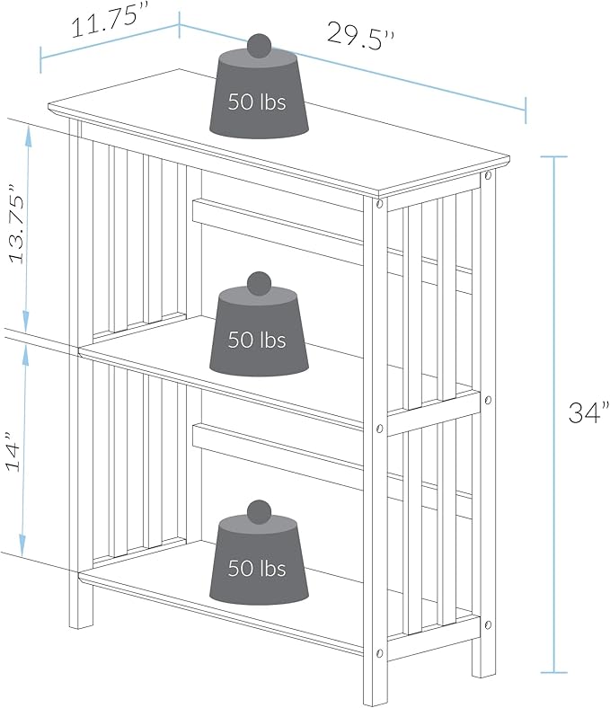 Casual Home Mission Style 3-Shelf Bookcase, Espresso