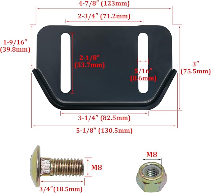 KOOTANS 1pair 784-5580 Snow Thrower Slide Plate Shoes Heavy Duty Metal Snow Blower Slide Skids Replace for MTD 784-5580-0637 Cub Cadet Yardman Troy Bilt Craftsman, for Stens 780-420 (Black)