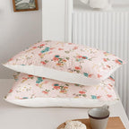 Floral Comforter Full Size,Pink Floral Kids Comforter Set,3Pcs Bedding Set Printed Comforter with 2 Pillowcases,Down Alternative,Soft and Lightweight,for All Seasons