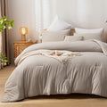 King Comforter Set Tannish Grey Solid Color Lightweight Bedding Comforter Sets 3pcs (1 Comforter, 2 Pillowcases) Soft Microfiber Down Alternative Comforter for All Season