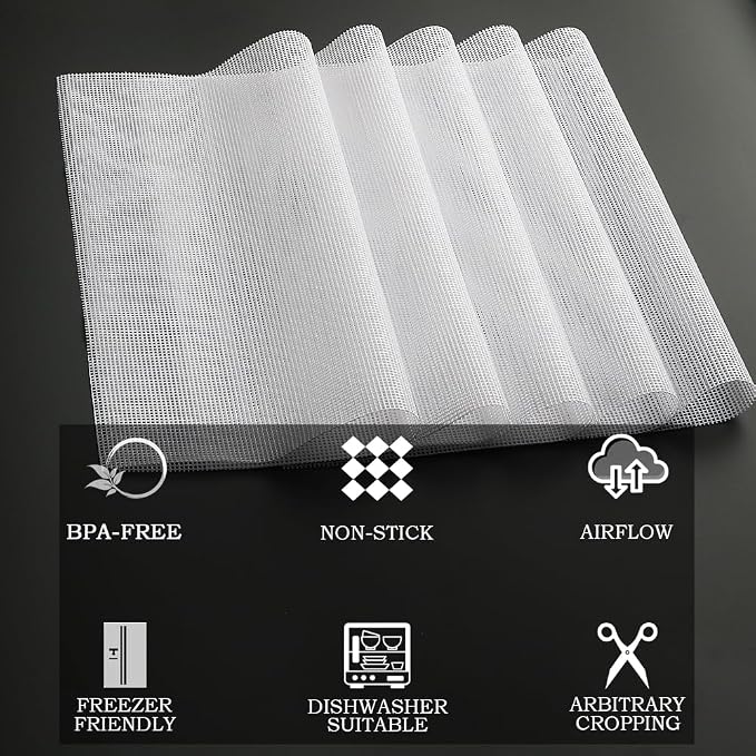 Silicone Dehydrator sheet for Excalibur 6&10-Trays: 15"x15" 10-pk BPA-Free | Non-stick Dehydrator Tray Liners Help Stop Dried Food From Sticking, Lift Food Intact, and Cut Cleanup Time - Dishwasher Safe