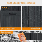 28 Gallon Resin Deck Box, Lockable Outdoor Storage Box for Patio Cushions Storage Furniture,Garden Tools, Pool Supplies, Weatherproof and UV Resistant（Black）