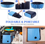 Foldable Dog Pool, Portable Pet Bath Tub and Kiddie Swimming Pool, Collapsible Bathtub for Puppies, Small, Medium and Large Dogs, Cats and Kids, 39.5 x 12 in, Blue