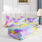 Datura home Unicorn Rainbow Comforter Bedding Set for Girls Kids Children Teens,Sky Glitter Star Colorful Bedding Set with 1 Comforter and 2 Pillowcases(Unicorn3 Queen)