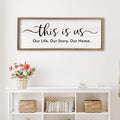 This is us Wall Decor Sign 40'' x 15'' Large Master Bedroom Home Life Story Wood Framed Vintage Family Sign Rustic Plaque Living Room Minimalist Farmhouse Hanging Wall Art (Wood)