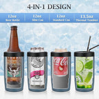 MAXSO Slim Can Cooler, 4-in-1 Double Walled Stainless Steel Insulated Beer Can Holder, Works With All 12 Oz Cans,Bottles & As A Pint Cups - Navy Blue