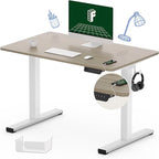 FLEXISPOT Standing Desk Quick Assembly Electric Stand Up Desk Whole-Piece Desktop Ergonomic Memory Controller Height Adjustable Desk(White Frame + 40" Grey Wood Grain Desktop)