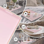 MAONAME Pink Decorative Tray for Coffee Table, Serving Tray with Handles | Plastic Melamine Tray, Modern Ottoman Tray, Rectangular Countertop Organizer Tray for Living Room, 15.8"L x 10.2"W x 1.4"H