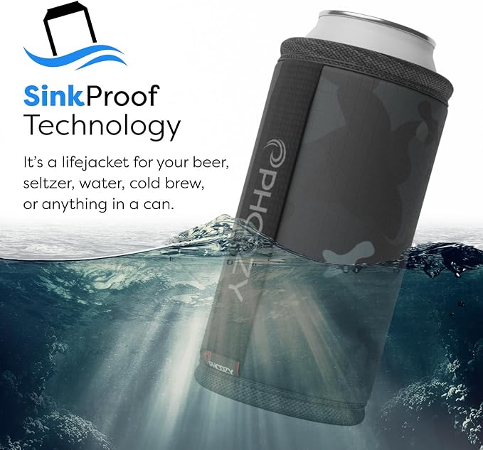 PHOOZY Insulated Can Cooler for Tall 16 oz Cans - Patented Drink Sleeve with NASA-Inspired Technology - Keeps Beer, Soda & Sparkling Water Cold Longer - Lightweight Outdoor Can Holder - Black Camo