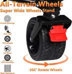 42" L Collapsible Foldable Wagon, 500LB Weight Capacity with 220L Heavy Duty Folding Cart,Utility Wagon with Big All-Terrain Beach Wheel, Drink Holders and 2 Bungee Cords,Black