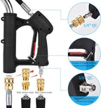 24 FT Gutter Cleaning Tools from The Ground - Telescoping Pressure Washer Wand - Gutter Cleaner Attachment with Power Washer Extension Wands, 7 Spray Nozzle Tips, 3 Hose Adapters and Support Belt