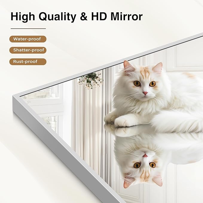40x48inch Silver Bathroom Mirror, Silver Rectangle Mirror with Frame, Large Rectangular Wall Mirrors for Bathroom, Living Room, Hair Salon, Big Farmhouse Mirror Hang Horizontal/Vertical