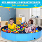 Foldable Dog Pool - 71" x 12" Anti-Slip Portable Dog Swimming Pool, Hard Plastic Collapsible Kiddie Pool for Outdoor and Indoor for Pets Dogs Cats and Kids