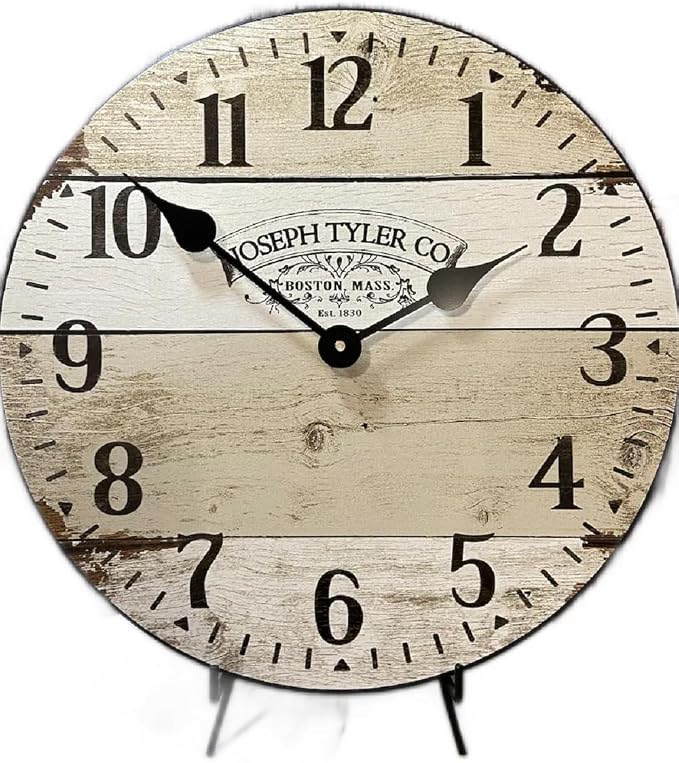 The Big Clock Store Vintage Barnwood Wall Clock | Handcrafted in USA | Silent Non-Ticking Mechanism | Beautiful Color | Rustic Decor for Living Room | Battery Operated (12-Inch)