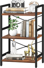Yoobure Bookshelf Small Book Shelf, Solid Industrial 3 Tier Shelf Bookcase, Short Book Case for Bedroom, Living Room, Office Home, Small Spaces, Berry Brown