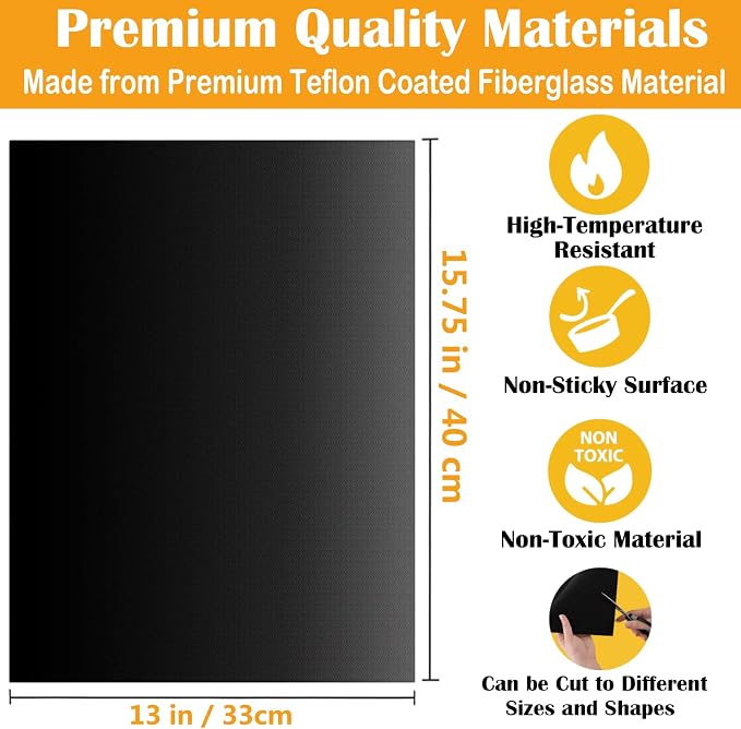 Grill Mats for Outdoor Grill - Dailyart Set of 10 BBQ Grill Mat Non-Stick Grill Sheets Teflon Grilling Accessories BBQ Accessories Reusable, Works on Gas, Charcoal, Electric Grill 15.75 x 13-Inch