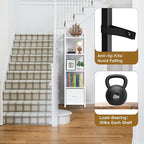 Narrow-Bookshelf-With-Storage-Drawer, 5-Tier Small Standing Book Shelf Organizer For Small Space, Tall Thin Bookcase Shelf For Bedroom Living Room Office, Wooden Shelving Unit Rack For Display