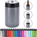 4-in-1 Stainless Steel 12 oz Double Wall Vacuum Insulated Can or Bottle Cooler Keeps Beverage Cold for Hours - Also Fits 16 oz Cans - Powder Coated Dark Gray - Clear Water Home Goods