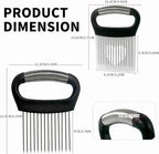 Onion Holder for Slicing, 304 Stainless Steel Vegetable Chopper with 10/14 Needles, Tomato Slicer, Meat Tenderizer Tool, Kitchen Gadgets for Even Slices (Matte Black, Extra-Large)
