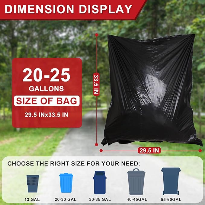 Black Trash Bags 20-25 Gallon 120 Count - 30" x 33" Large Kitchen Garbage Bags, 20+ Gallon Trash Can Liners Unscented, Multipurpose for Home, Office, Daily Household Use
