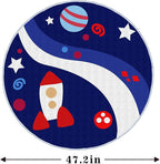 Eanpet Round Rug for Kids Room 4ft Nonslip Circle Area Rug for Boys and Girls Soft Toddlers Play Mat Circular Nursery Rug Indoor Floor Mats Carpet for Children Classroom Playroom Bedroom,Universe