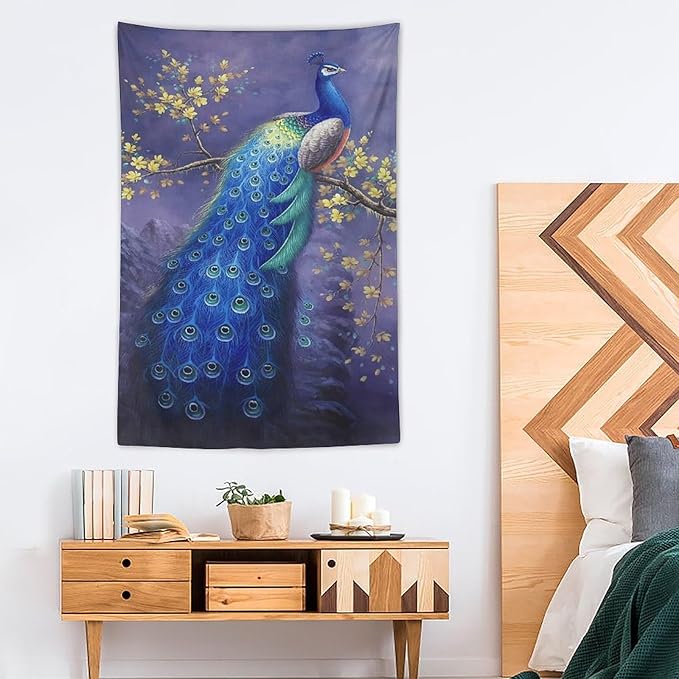 yowecso Peacock Tapestry - Purple Peacock Wall Hanging for Bedroom, Living Room & Dorm - 40"x60"