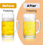 Freezer Beer Mugs, 20 oz Large Heavy Glass Mugs with Handles Set of 2, Clear Large Beer Steins for Tea, Coffee Glasses Oktoberfest Style for Dad Husband or Friend