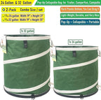 24 Gallon and 32 Gallon Collapsible Trash Can Solid Bottom for Garden Debris Bag,Yard Waste Bag,Pop-Up Trash Can,Recycling Bin,RV Camping Waste Bin,Laundry Hamper,Lawn Grass,Yard Weeds Bags,Leaf Bags