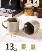 famiware Coffee Mugs Set of 4, 13 oz Mug Set, Ceramic Cup Set with Handle for Coffee, Tea, Cocoa, Milk, Constellation Series, Cinnamon Brown
