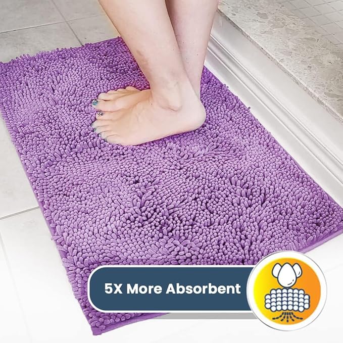 Muddy Mat® Original Dog Door Mat for Muddy Paws, Super Absorbent Microfiber, Non-Slip Washable Pet Rug, Quick Dry Chenille Entryway Carpet, Machine Washable Indoor Outdoor mat, Purple 35"x60"