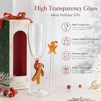 Festive Wine Glass with Stirrer, 7oz Gingerbread Man Glass Cup | Decorative Christmas Stemware for Holiday Tableware Cocktail Juice Red Wine, Winter Glassware