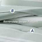 Bedsure Bed in a Bag Twin Size 5 Pieces, Sage Green White Striped Bedding Comforter Sets All Season Bed Set with 1 Pillow Sham, Flat Sheet, Fitted Sheet and 1 Pillowcase