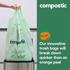 Compostic Home Compostable Trash Bags, 3 Gallon Small Kitchen Rubbish Bags (17” x 17.7”), Extra Strong & Quickly Breaks Down, 50 Count