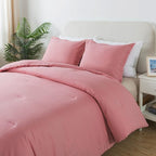 Pink Comforter Set Twin Size, Solid Blush Women Girls Pink Down Alternative Boho Bedding Comforter Set, Breathable Fluffy Microfiber Comforter (68"x90") for All Seasons with Pillowcase