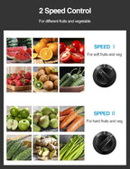 QCen Juicer Machine 500W Centrifugal Juicer with Extra Wide Feed Chute | For Fruits And Vegetables, Stainless Steel, BPA-Free Parts, Easy To Clean, Metallic Black, Countertop Juicer