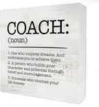 HDKY Wood Box Sign, Coach Definition, 5 x 5 inches, Rustic Decorative Signage for Wall and Desktop, Ideal Gift for Any Occasion