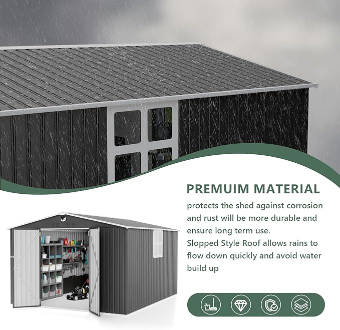 10x12 FT Metal Storage Shed with Window,Outdoor Storage Building,Large Backyard Sheds,Waterproof Outside Storage Sheds