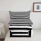 Striped Comforter Set Black and White Stripe Bedding Set Twin Kids Boys Girls Women Men Farmhouse Ticking Stripes Duvet Set Modern Geometric Lines Adults Abstract Gothic Home Decor Soft Reversible