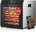 FOHERE Food Dehydrator 1000W 10 Trays with Digital Timer 176 Degrees | Large 9.04 square foot drying space with light. For dog treats, herbs, meat, fruit and yogurt.