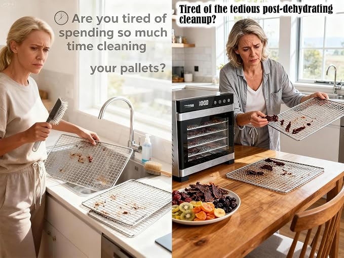 BPA-Free Silicone Dehydrator Sheet for Dehydrator Tray, 14x21 inch 10-pack | Non-stick Dehydrator Tray Liners Help Stop Dried Food From Sticking, Lift Food Intact, and Cut Cleanup Time - Dishwasher Safe