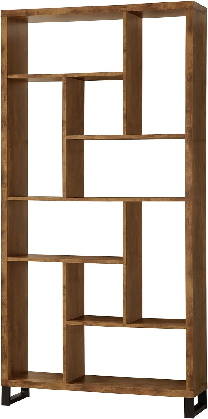 Coaster Home Furnishings Delwin 10-Shelf Bookcase Antique Nutmeg