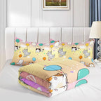 Datura home Kids Comforter Set Cute Cats Printed Pattern Bedding Set with 1 Comforter and 2 Pillowcases for Girls Boys Bedroom All Season(Cat1 Queen)