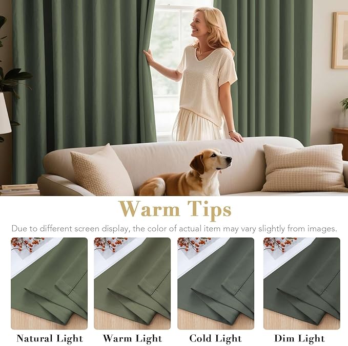 H.VERSAILTEX Premium Blackout Thermal Insulated Room Darkening Curtains for Bedroom/Living Room - Classic Grommet Top (2 Panels, Bronze Green, 52 Inch by 84 Inch)