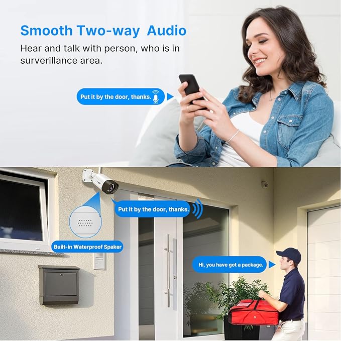 Hiseeu 2K Wireless Pro Security Camera Wireless Outdoor, 2-Way Audio, 3MP Surveillance Cameras, IP66 Waterproof, 2.4Ghz & 5Ghz, Motion Detection, SD Storage, Compatible with System, Work with Alexa