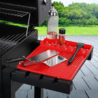 Find law Silicone Tools Mat for Griddle & Kitchen Countertop | Red Side Shelf Spatula Mat with Drip Pad for Blackstone Weber Traeger Pit Boss Flat Top Grill Smoker, BBQ Gifts for Men