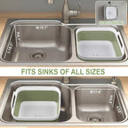 Yecuip Collapsible Baby Bottle Wash Basin w/Drying Rack & Drain Plug, Green | 2.4 Gallon Foldable Dish Tub w/Handles,Portable RV Camping Sink & Space-Saving Wash Bin with Lid for Kitchen,Travel & Outdoor
