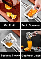 Real Stainless Steel Lemon Squeezer Citrus Juicer Hand Press Heavy Duty Manual Squeeze Juice Extractor Maker Orange Lime Grapefruit Presser